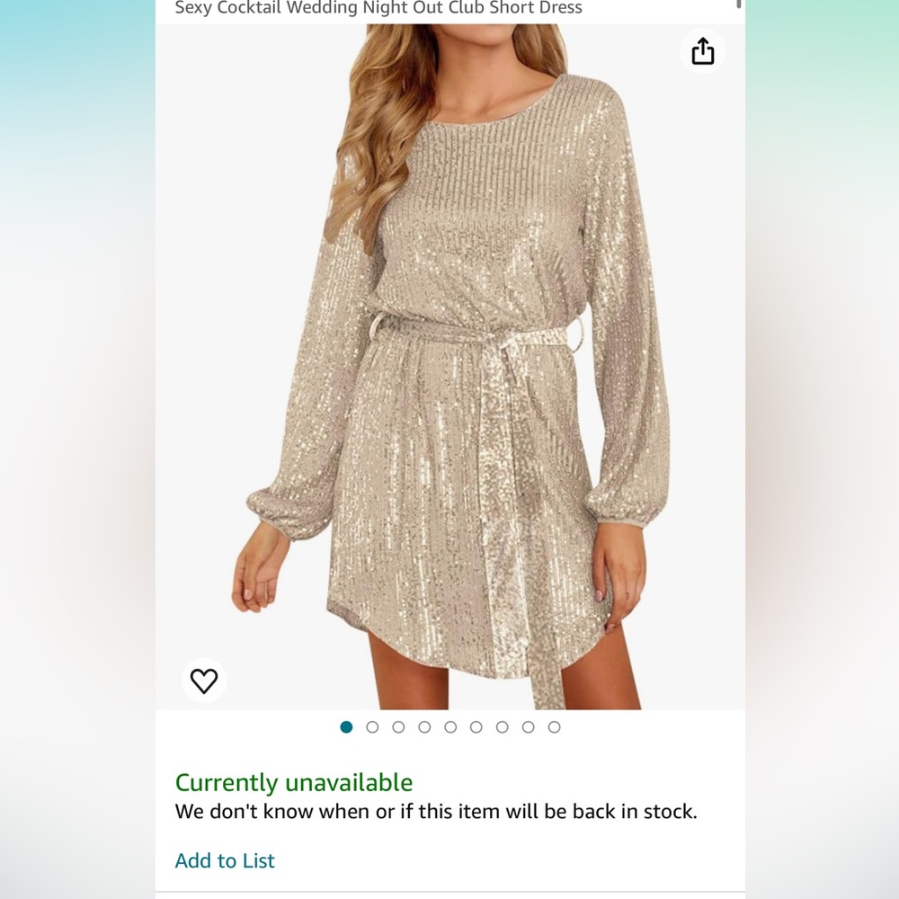 Auxo Gold Sequin Long Sleeve Cocktail Dress - 16
